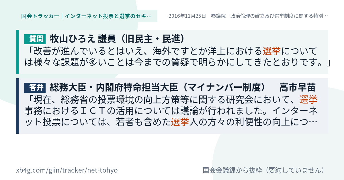 質問と答弁のカード