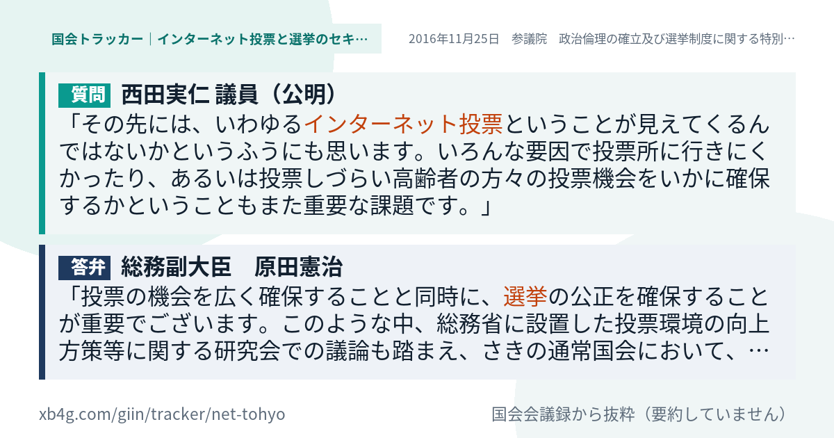 質問と答弁のカード