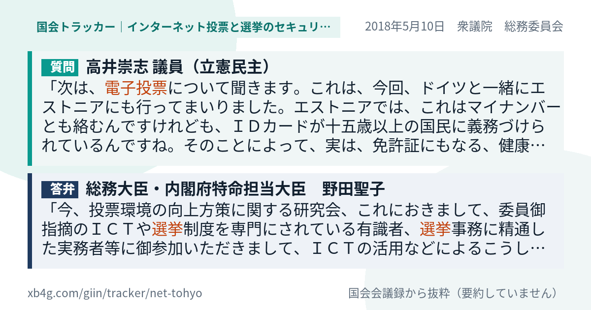 質問と答弁のカード