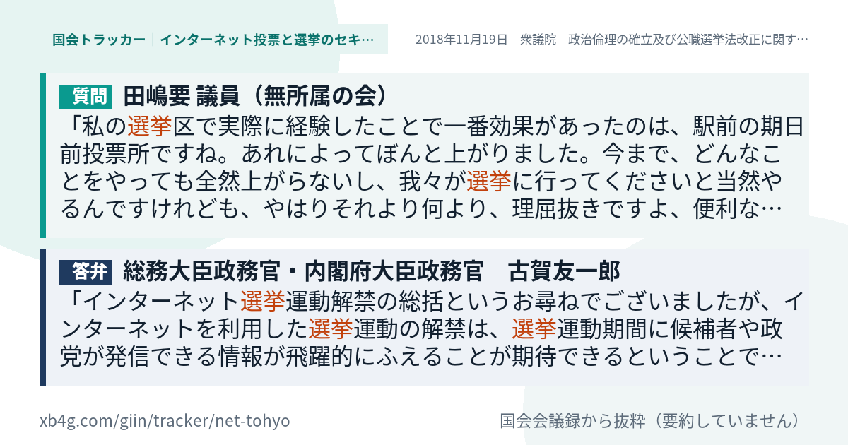 質問と答弁のカード
