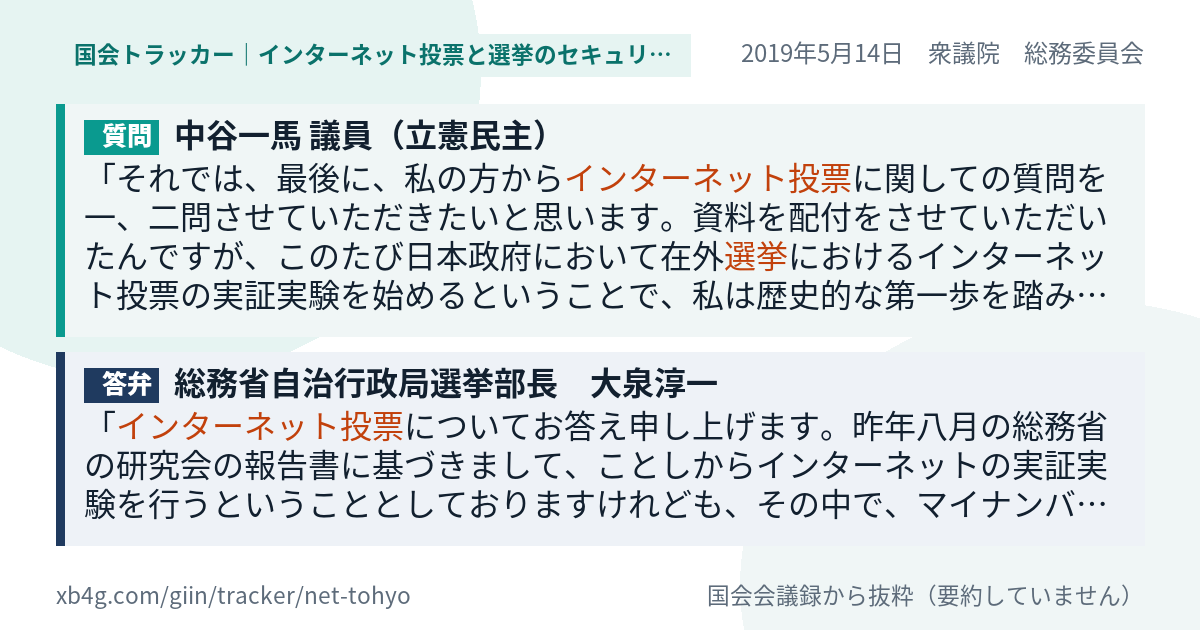 質問と答弁のカード