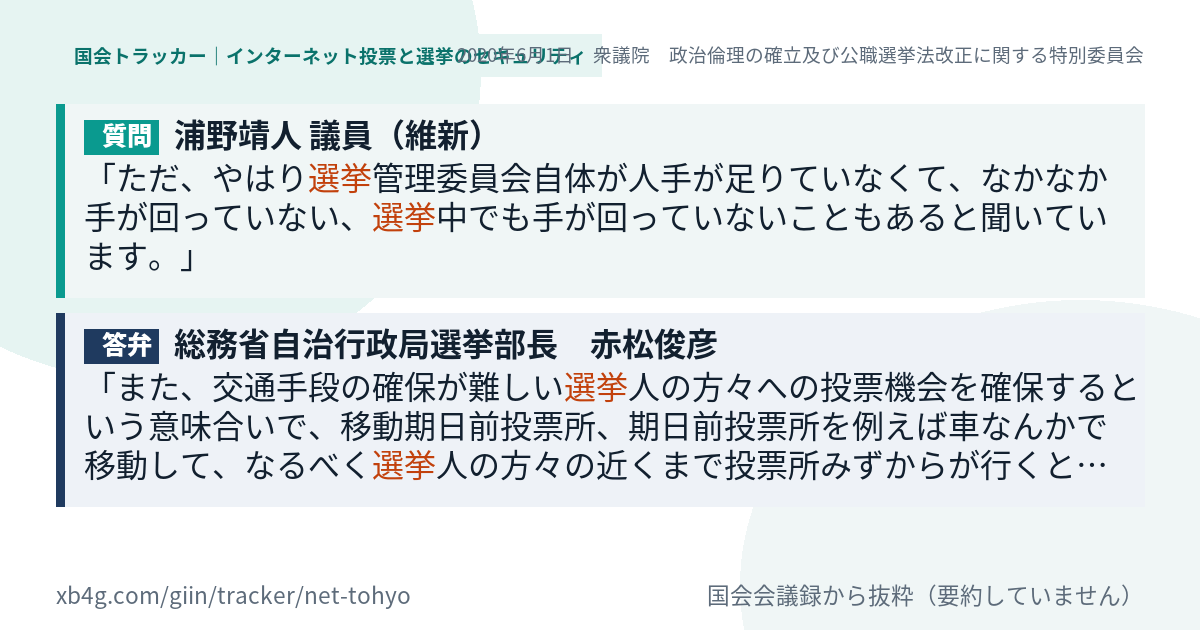 質問と答弁のカード