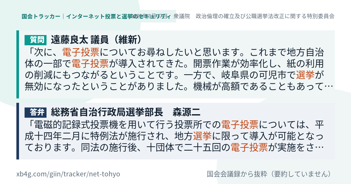 質問と答弁のカード