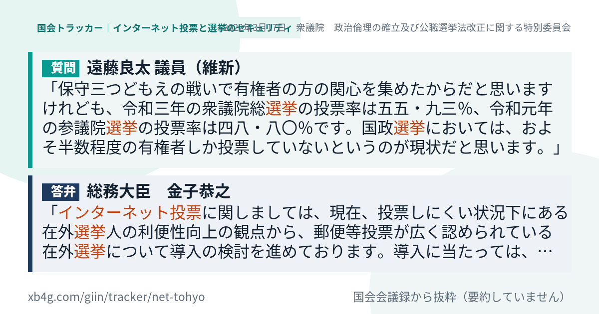 質問と答弁のカード