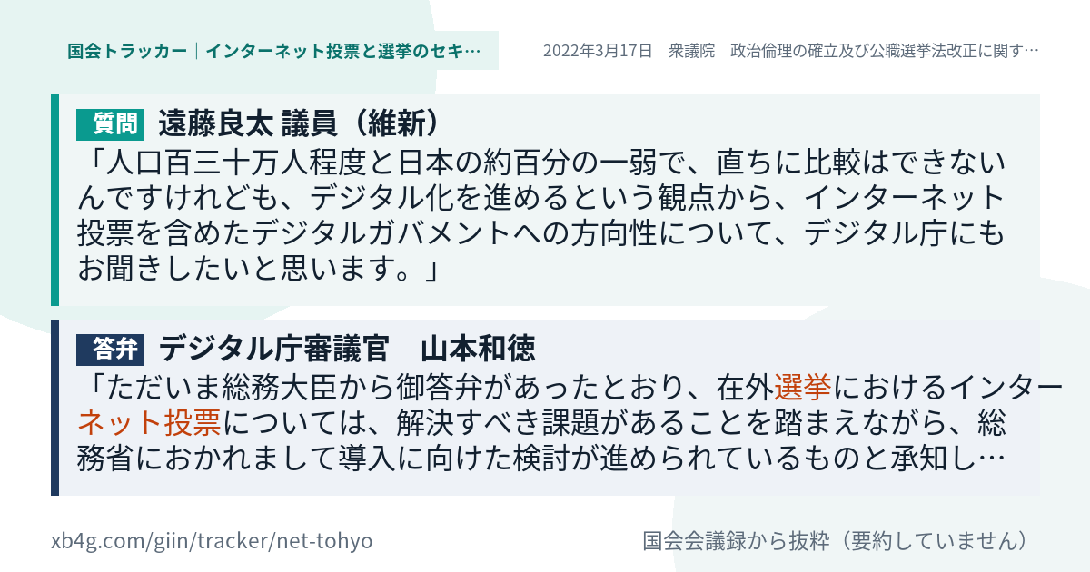 質問と答弁のカード