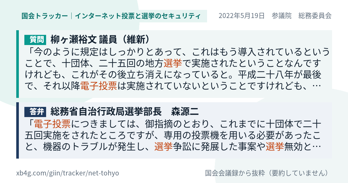 質問と答弁のカード