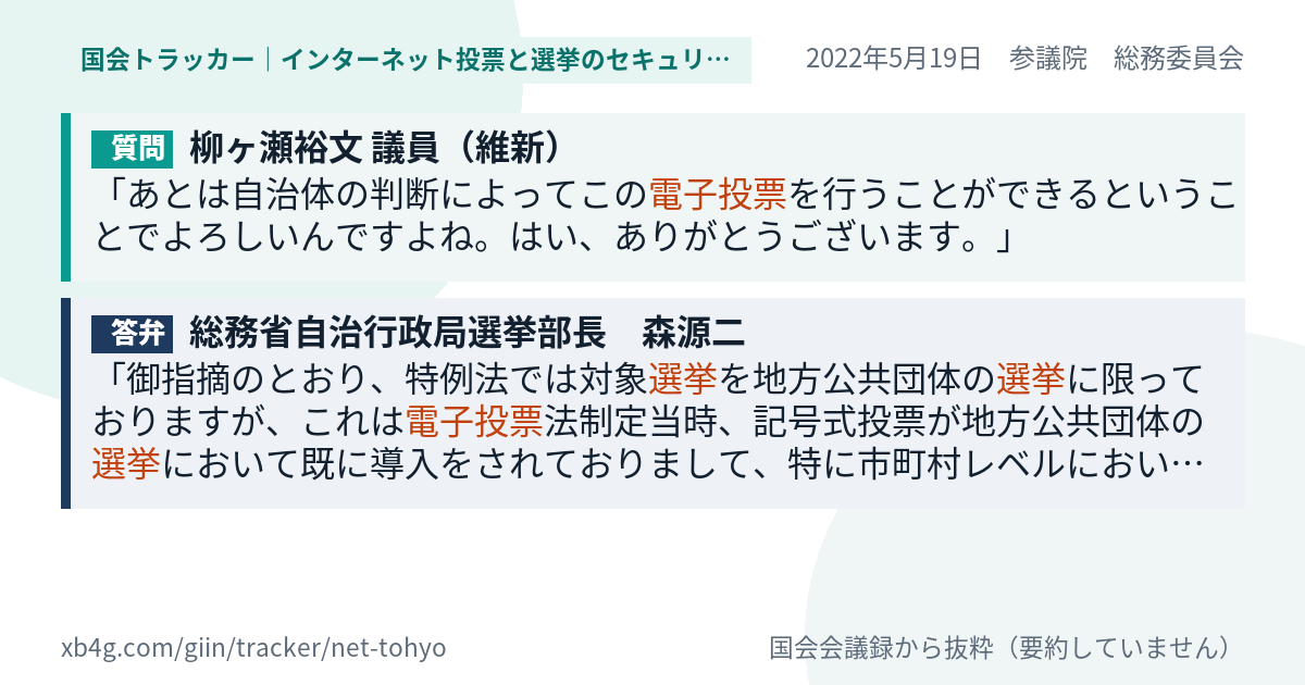 質問と答弁のカード