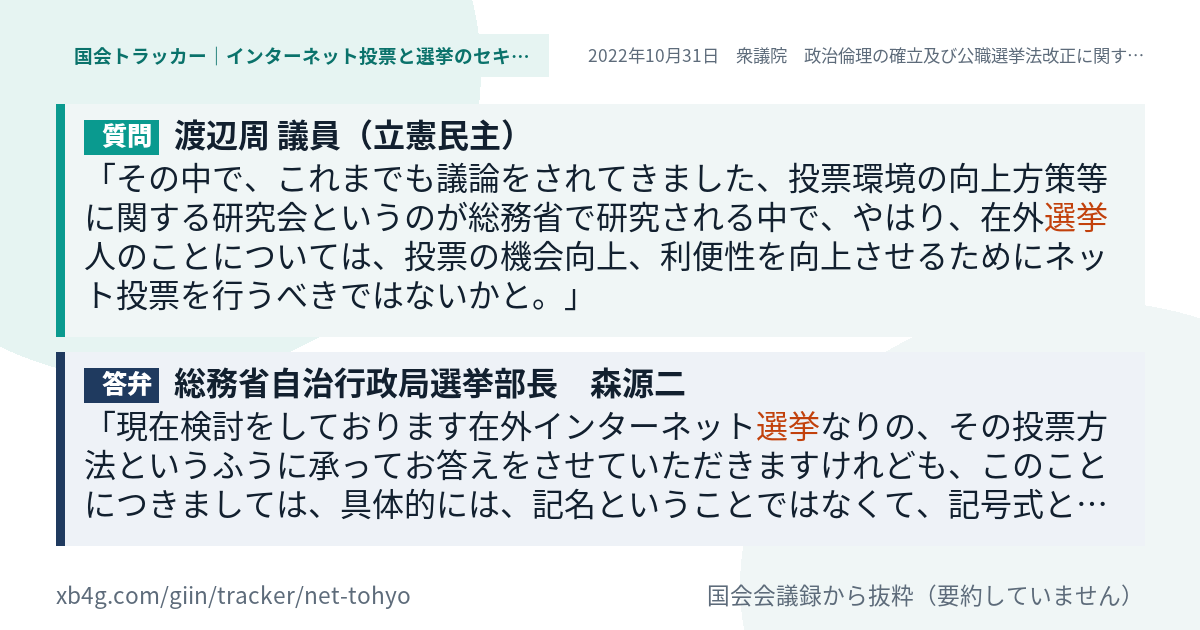 質問と答弁のカード