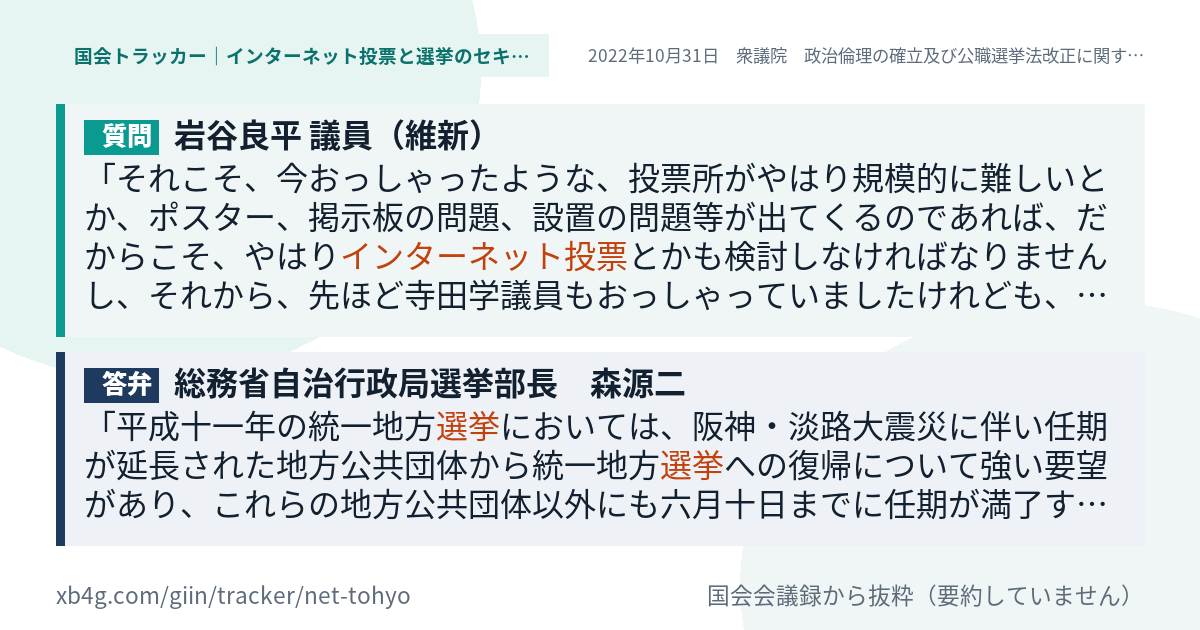 質問と答弁のカード