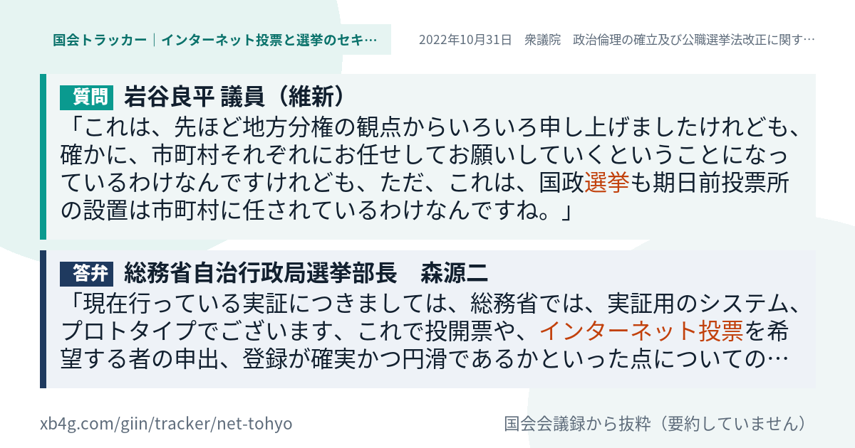 質問と答弁のカード