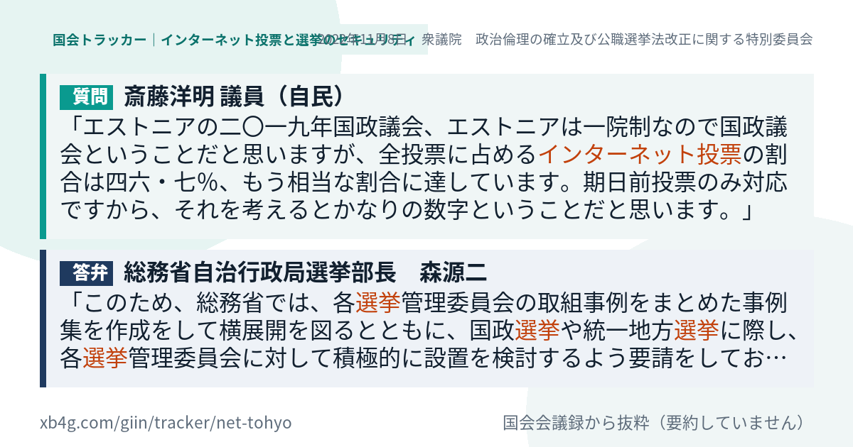 質問と答弁のカード