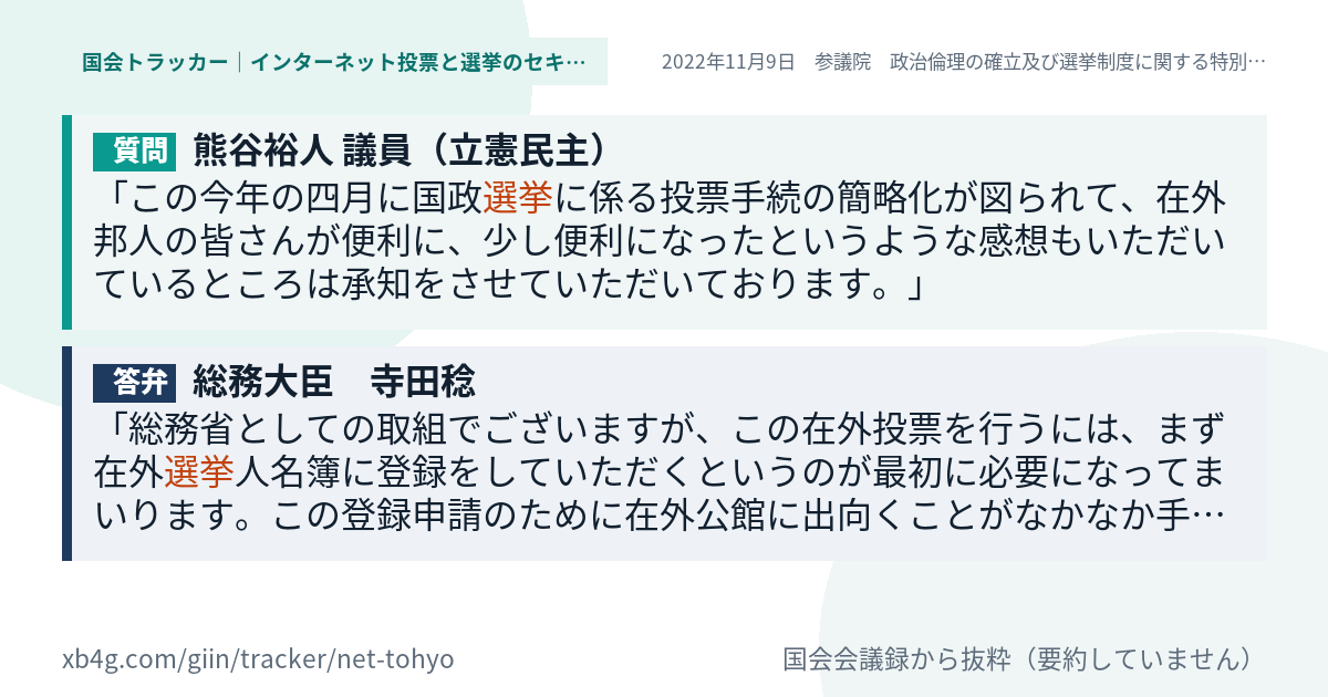 質問と答弁のカード