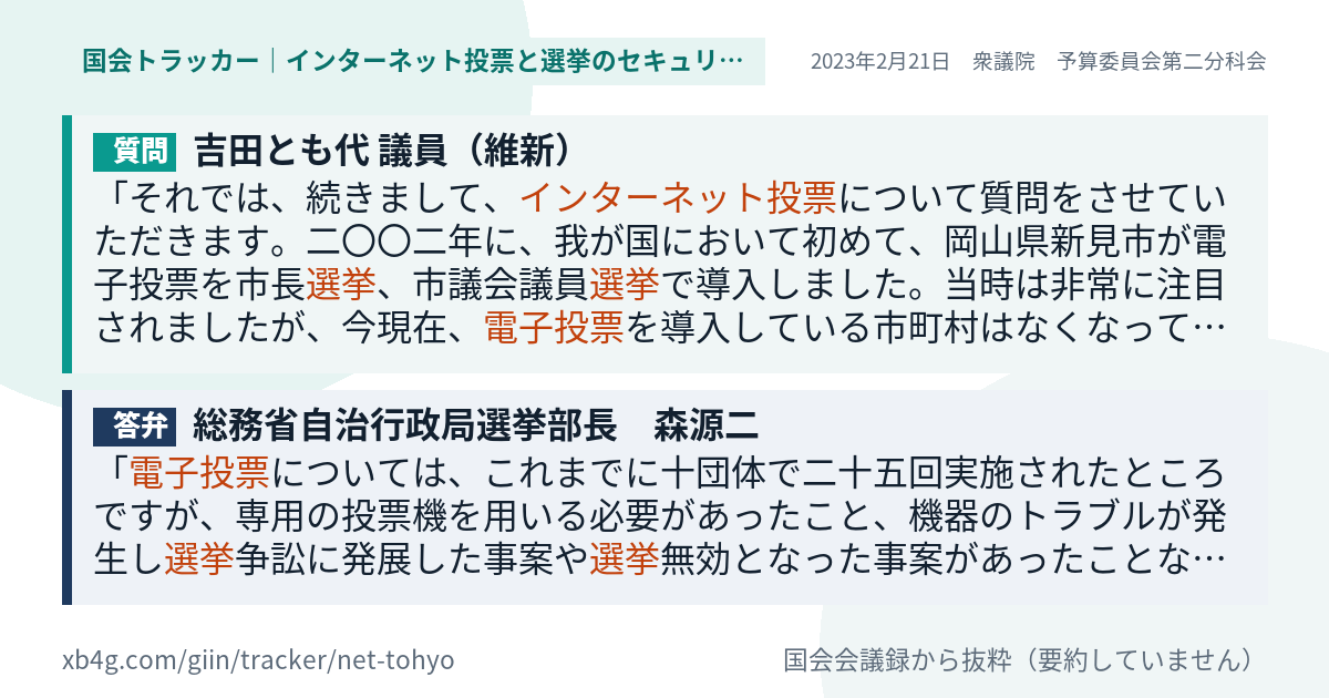 質問と答弁のカード