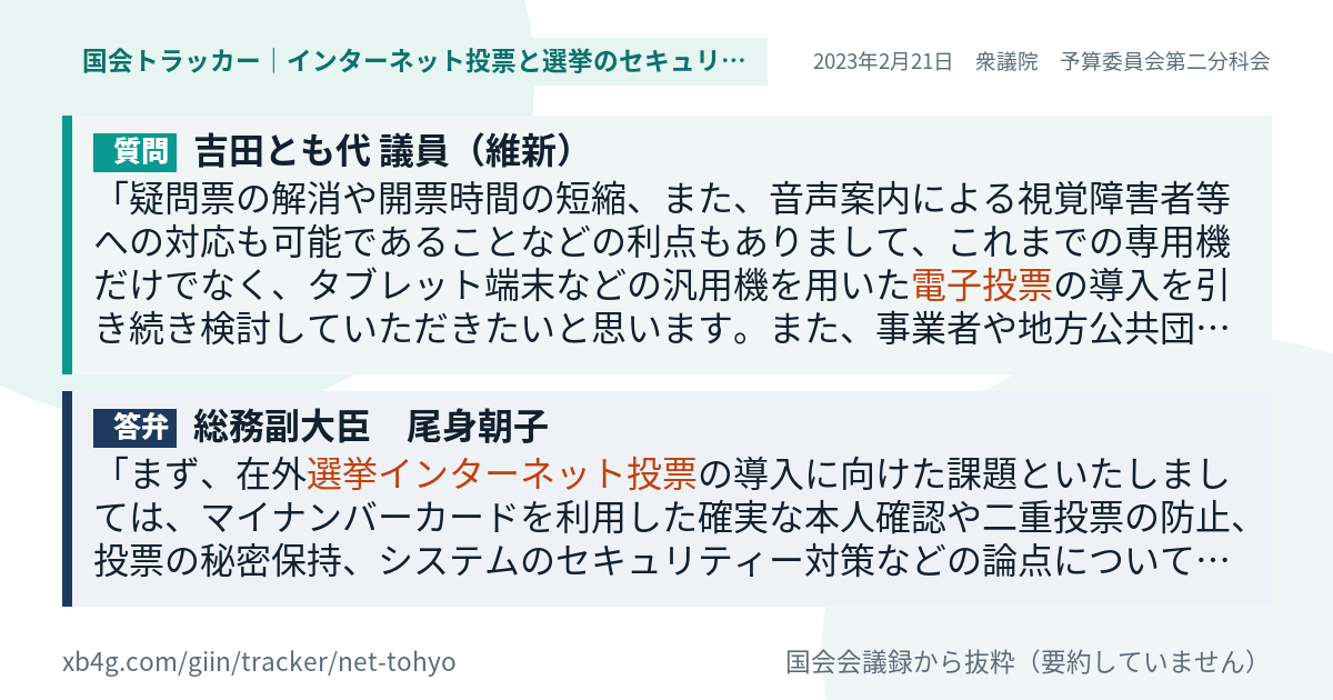 質問と答弁のカード