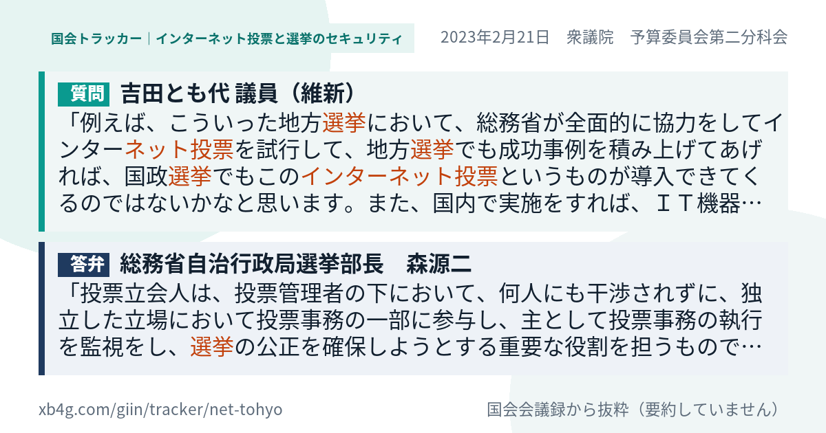 質問と答弁のカード