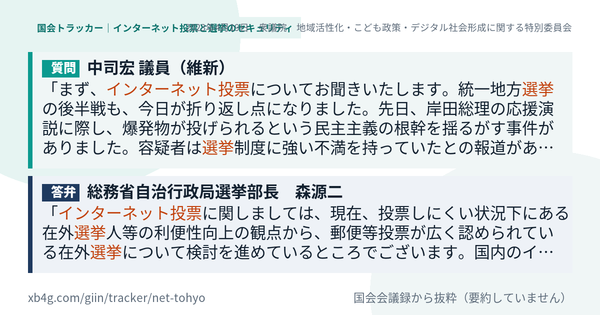 質問と答弁のカード