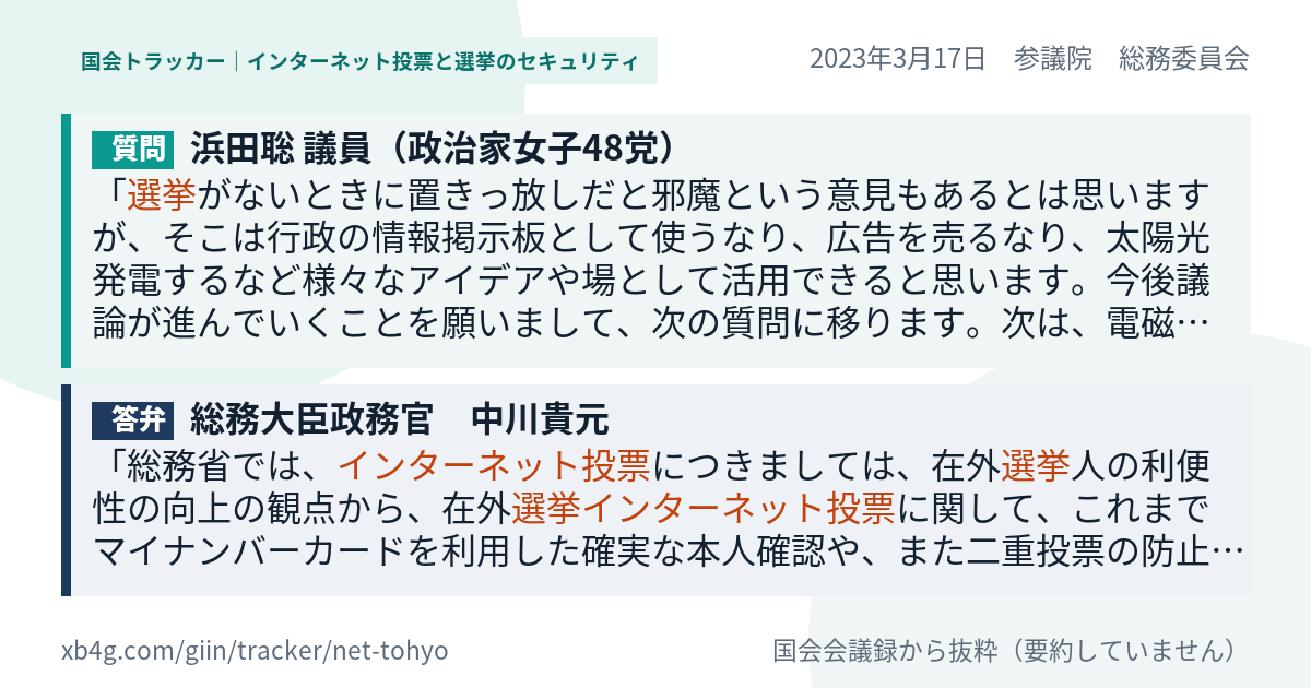 質問と答弁のカード