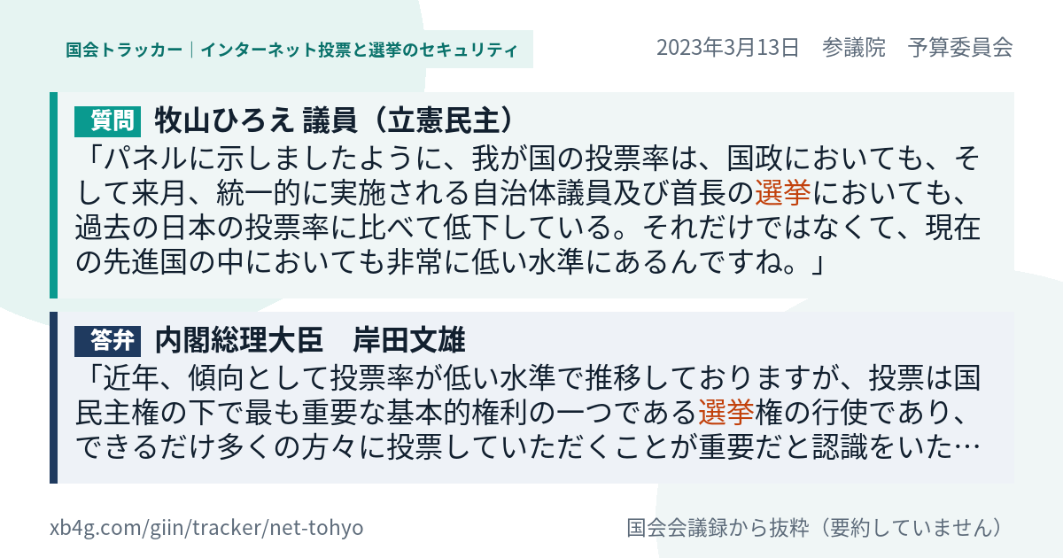 質問と答弁のカード
