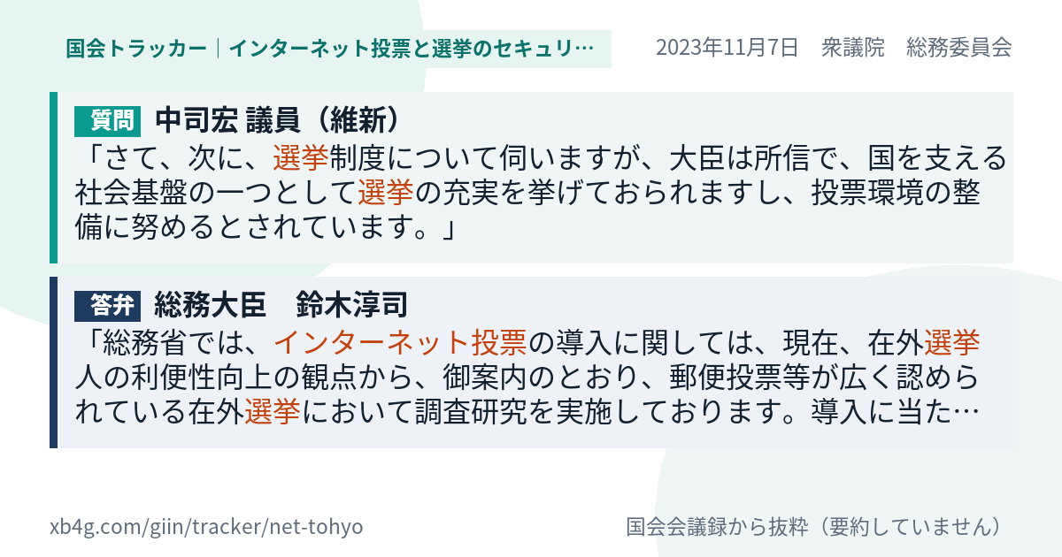 質問と答弁のカード