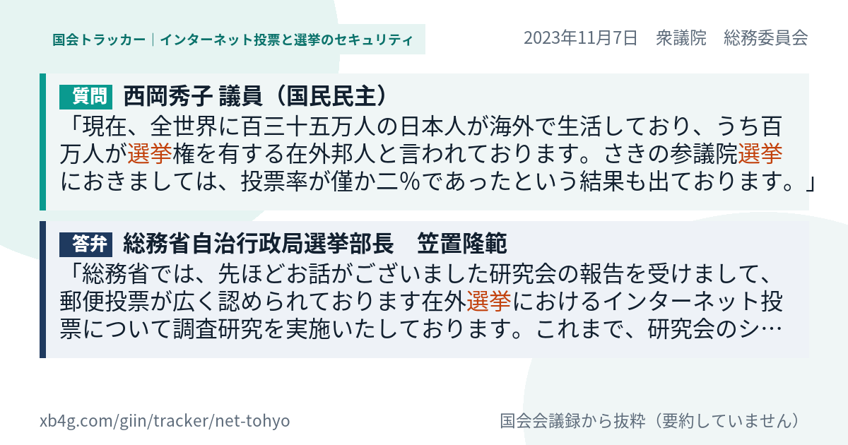 質問と答弁のカード