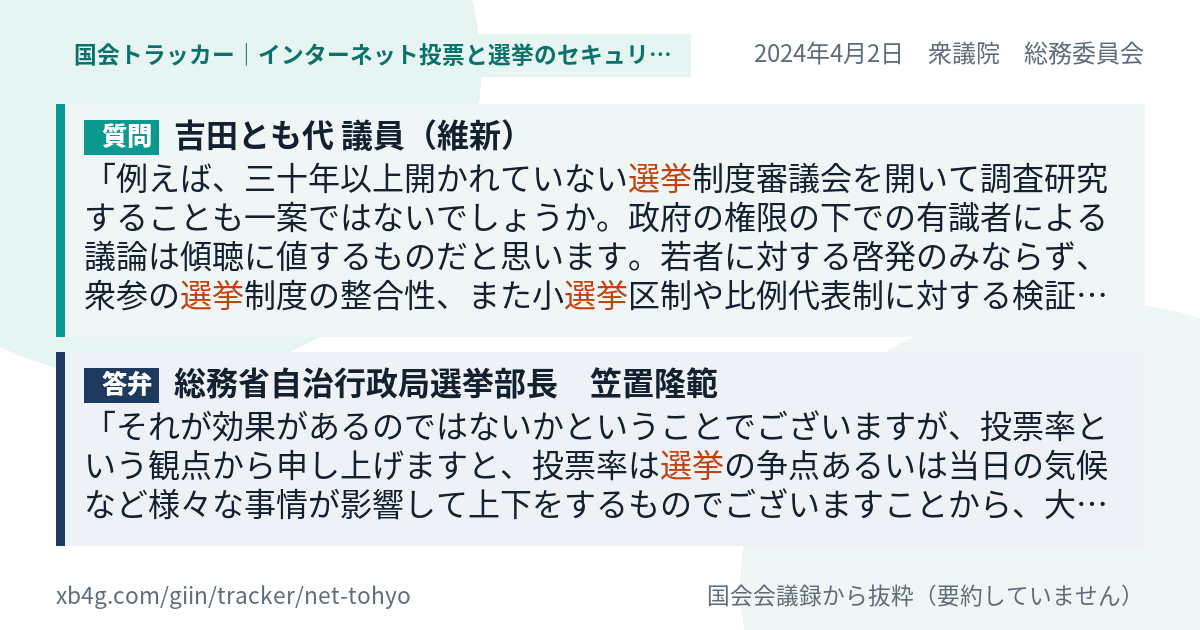 質問と答弁のカード