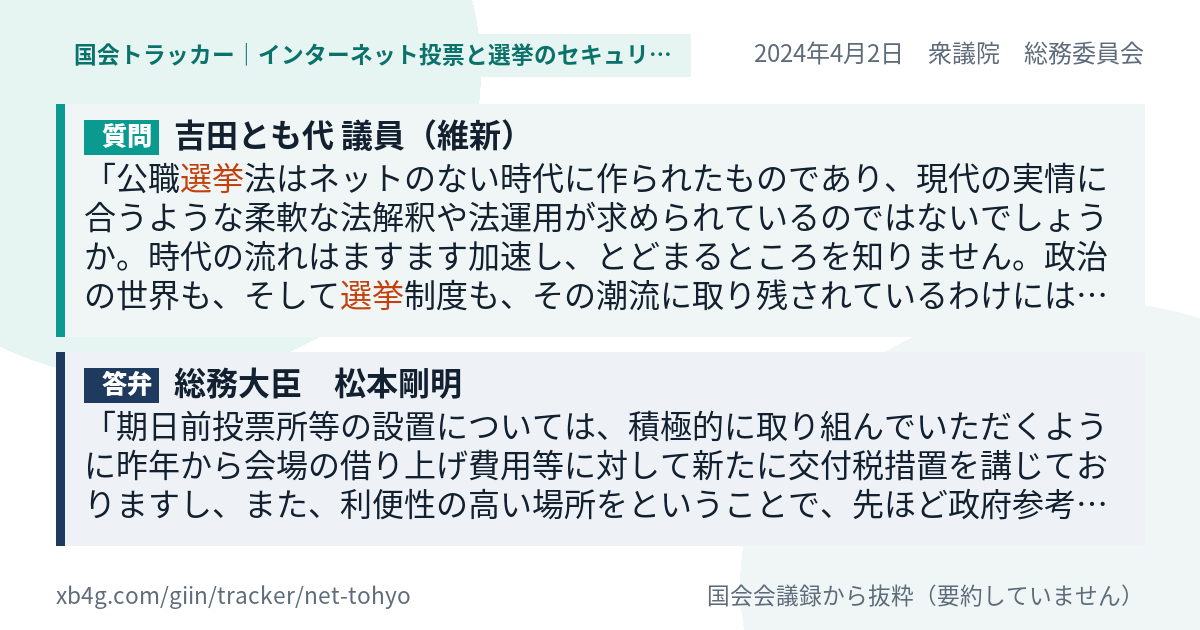 質問と答弁のカード