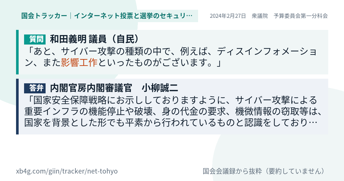 質問と答弁のカード