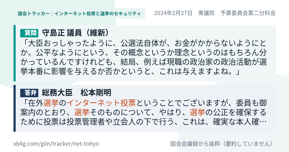 質問と答弁のカード