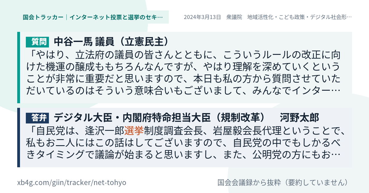 質問と答弁のカード