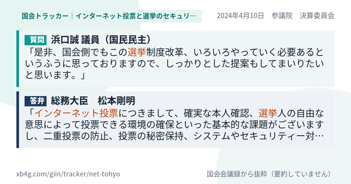 質問と答弁のカード