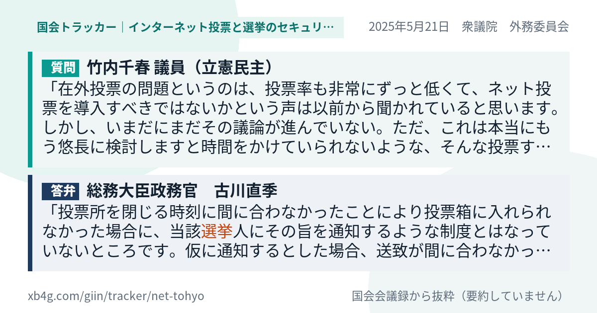 質問と答弁のカード