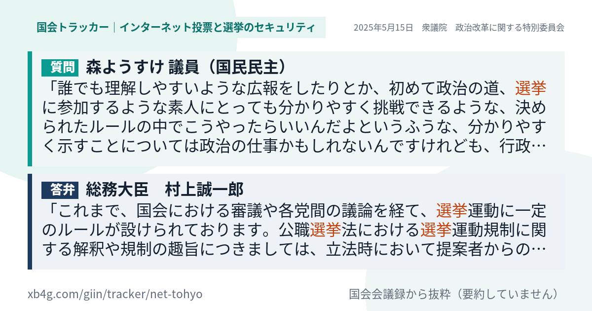質問と答弁のカード