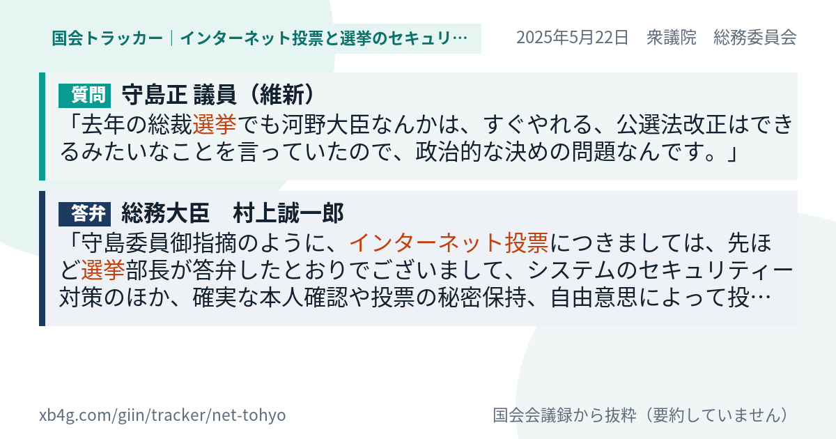 質問と答弁のカード