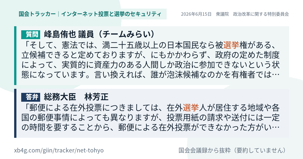 質問と答弁のカード