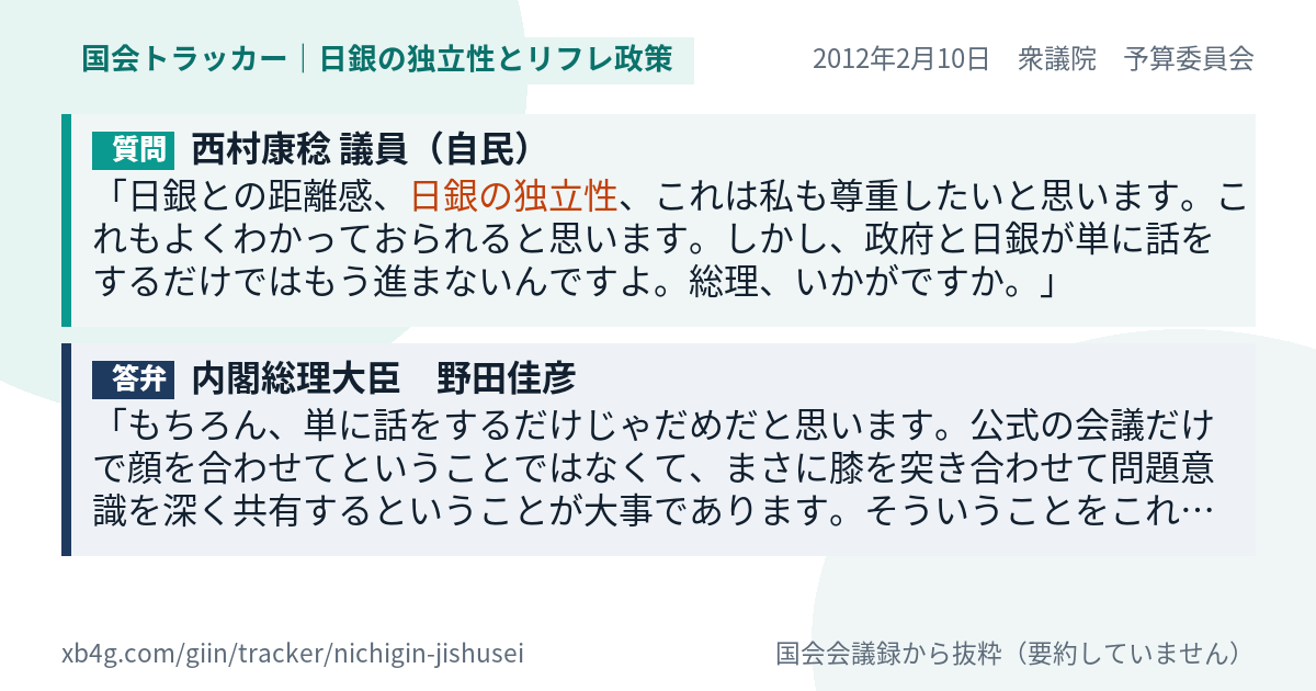 質問と答弁のカード