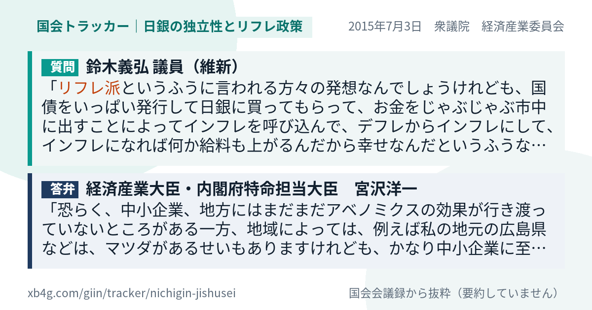 質問と答弁のカード