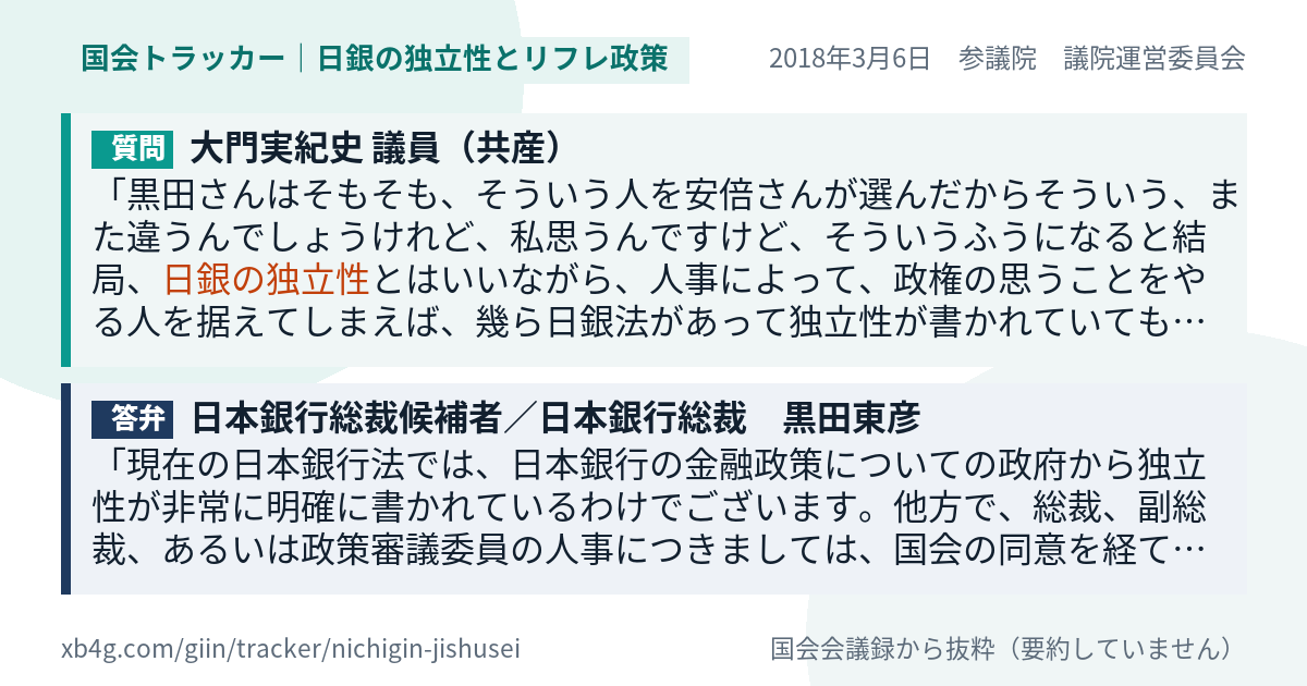質問と答弁のカード
