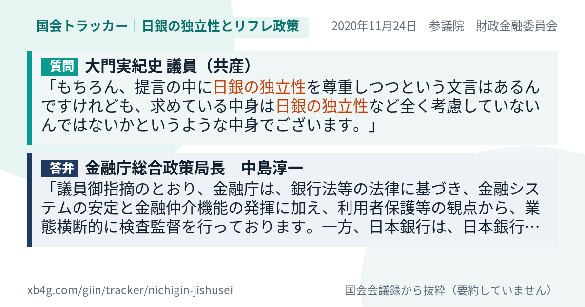 質問と答弁のカード