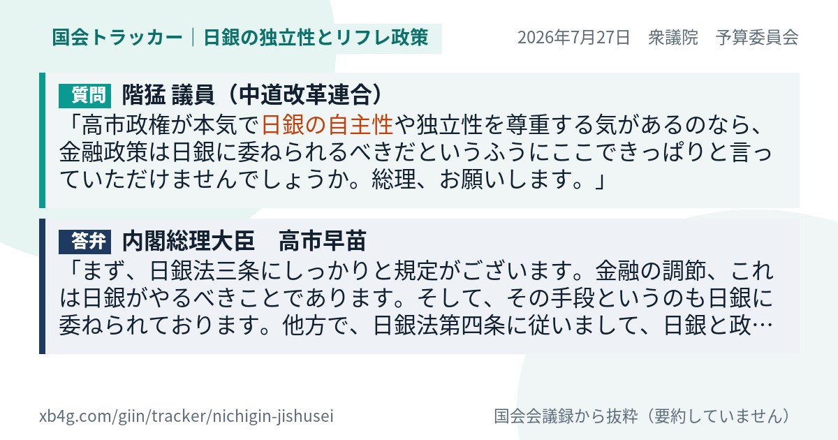 質問と答弁のカード
