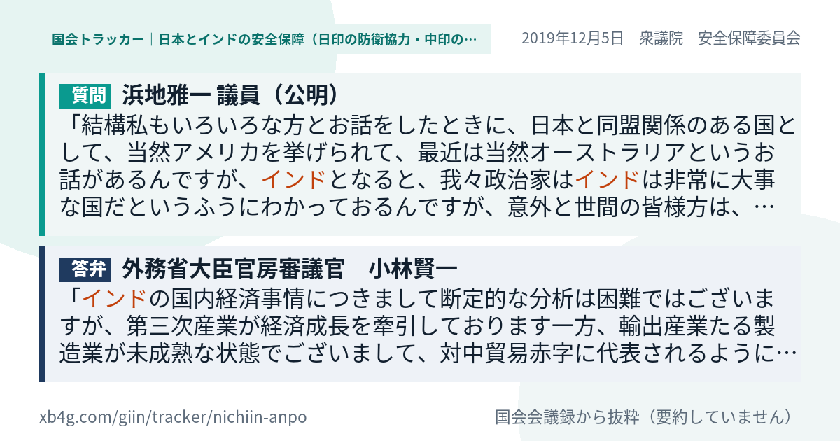 質問と答弁のカード