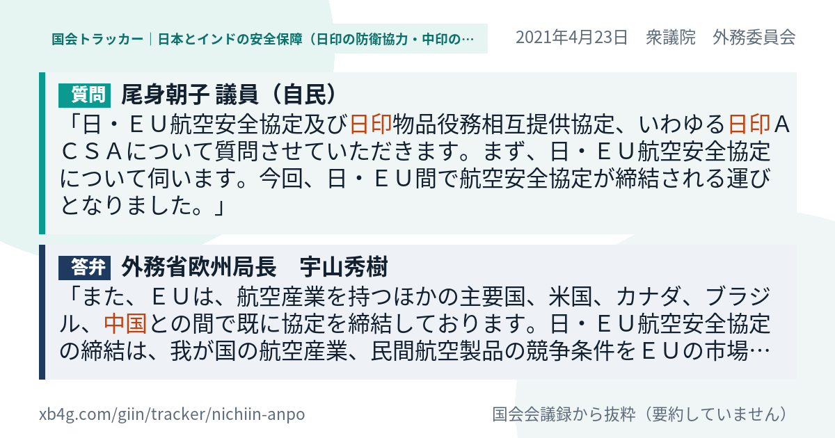 質問と答弁のカード