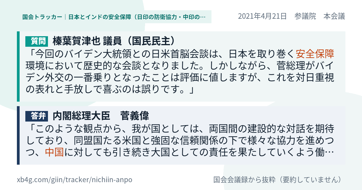 質問と答弁のカード