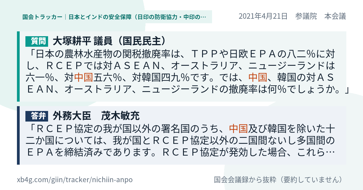 質問と答弁のカード