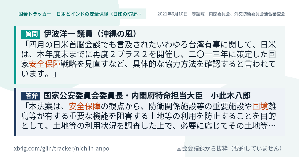 質問と答弁のカード