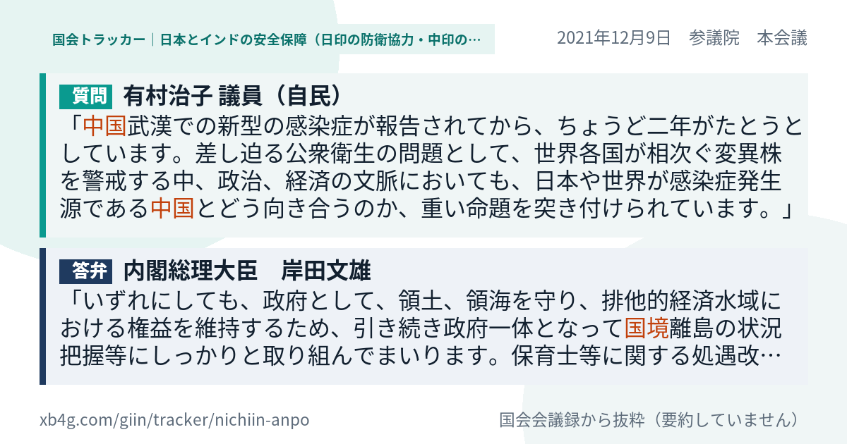 質問と答弁のカード