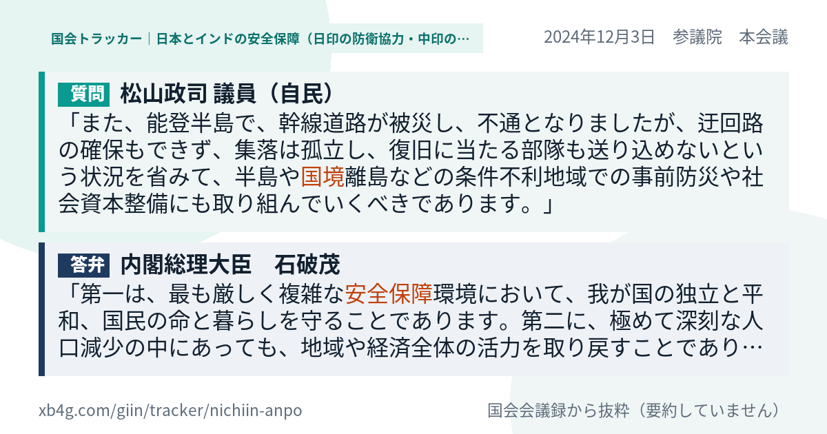 質問と答弁のカード