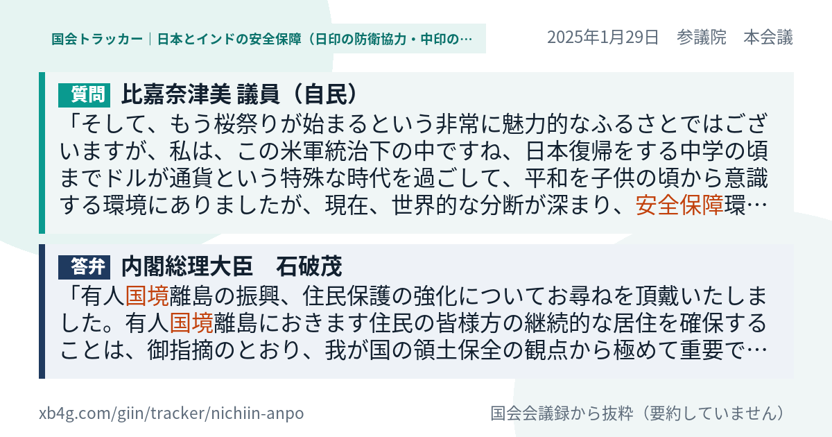 質問と答弁のカード