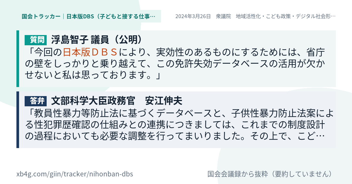 質問と答弁のカード