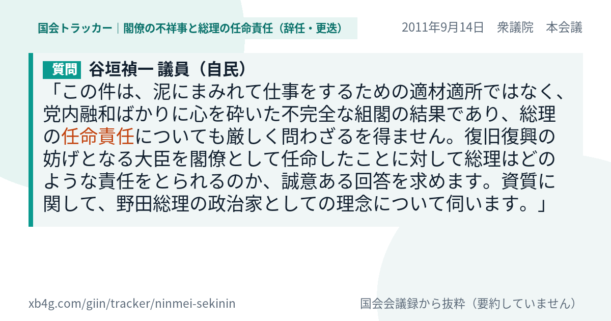 質問と答弁のカード