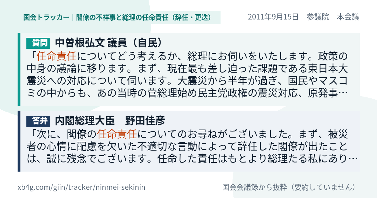 質問と答弁のカード